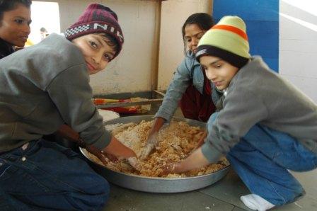 Children take responsibilities every week - in the kitchen at IWS Indore